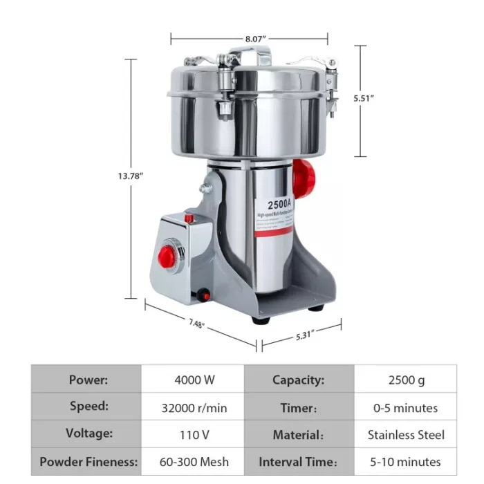 2500g Electric Grain Mill Grinder Spice Commercial
