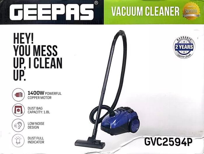 Geepas Vacuum Cleaner 1.5 Liter, 1400W watts Blue,