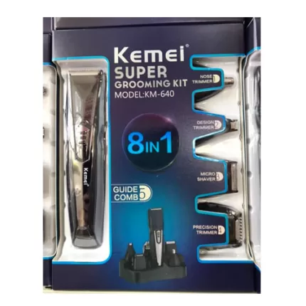 Kemei KM-640 Multifunction Hair Clipper 8 In 1 Grooming Kit