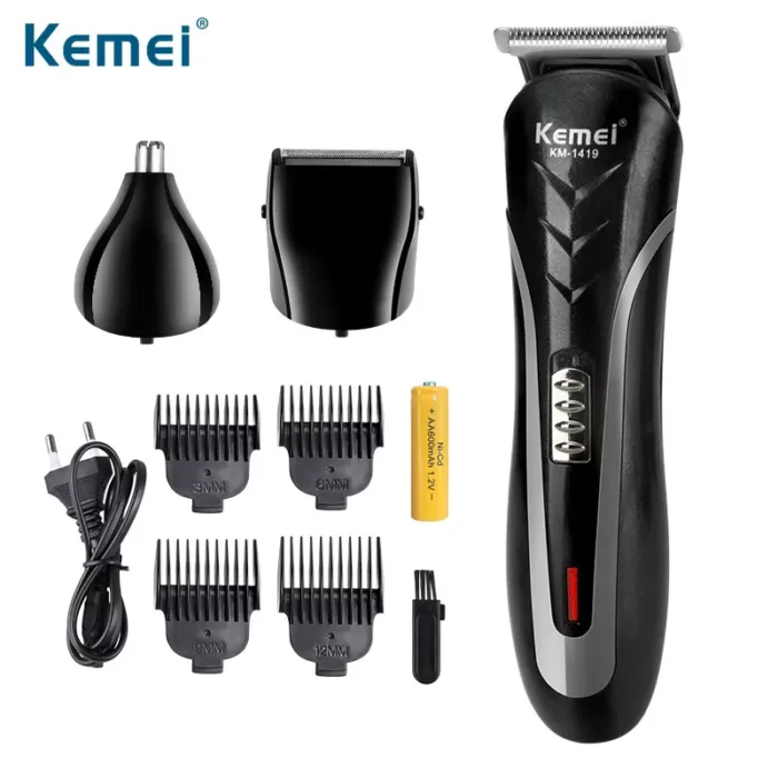 KEMEI KM-1419 All 3in1 Rechargeable Hair Clipper for Men Waterproof Electric Shaver Beard Nose Ear Shaver Barber Hair Trimmer