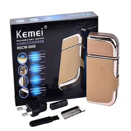 KEMEI KM-5600 Mini Electric Shaver Men Travel Shaver Single Blade Reciprocating Beard Razor Portable PU Electric Shaving Machine