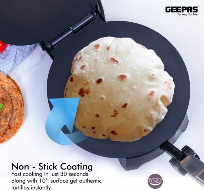 Roti/Chapati Maker |Ideal for Making Homemade Tortillas Tacos Flatbreads Chapati Roti - Non-stick Coating, Lightweight & Compact Design - 2 Year Warranty