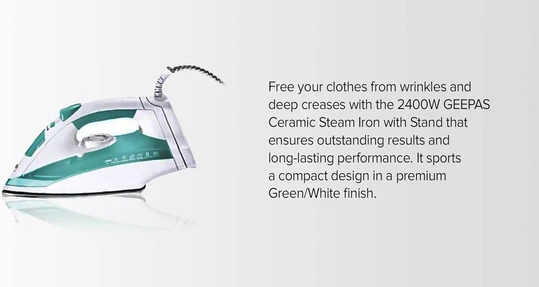 Geepas Cordless/Corded Steam Iron- GSI24015| Wet and Dry Steam Iron Box Handy Design with Powerful Burst Steam, Anti-Drip Function
