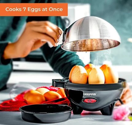 Geepas Electric Egg Boiler 7pcs, GEB63032UK, Brand Warranty; Made in UAE; Color Silver, Black; Material Stainless Steel; Brand GEEPAS; Item dimensions L x W x H13.8 x 13.8 x 14.4 centimeters Item ...
