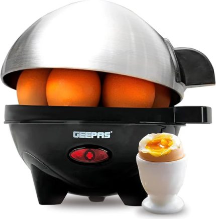 Geepas Electric Egg Boiler 7pcs, GEB63032UK, Brand Warranty; Made in UAE; Color Silver, Black; Material Stainless Steel; Brand GEEPAS; Item dimensions L x W x H13.8 x 13.8 x 14.4 centimeters Item ...