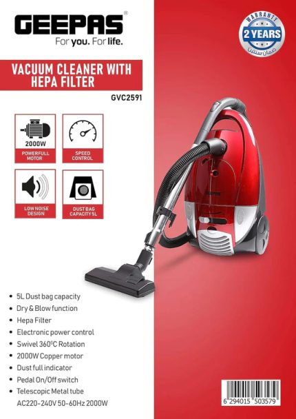 Geepas GVC2591 2000W Vacuum Cleaner