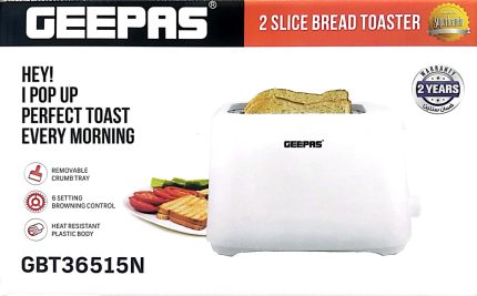Original GEEPAS 2 Slice Bread Toaster 700w (GBT36515N)
