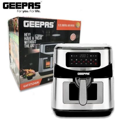 Geepas Vortex 9.2L Digital Air Fryer – Family-Sized 9-in-1 Convection Air Fryer with LED Touchscreen, 60 Minutes Timer & Non-Stick Basket – Oil Free Toaster Oven | 2 Years Warranty