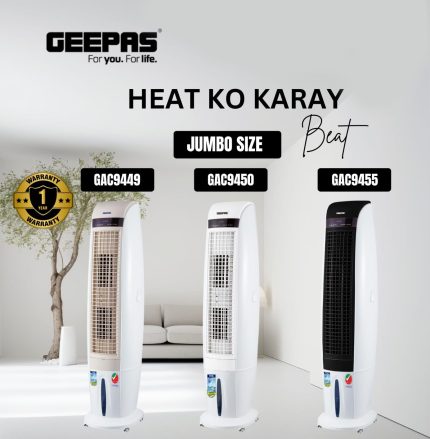 Geepas Twin Blower Air Cooler GAC-9449, GAC-9450, GAC-9455 | Model 2025