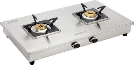 Geepas Stainless Steel Gas Cooker-Auto Ignition System, LPG Gas Stove| Silver, 2 Years Warranty