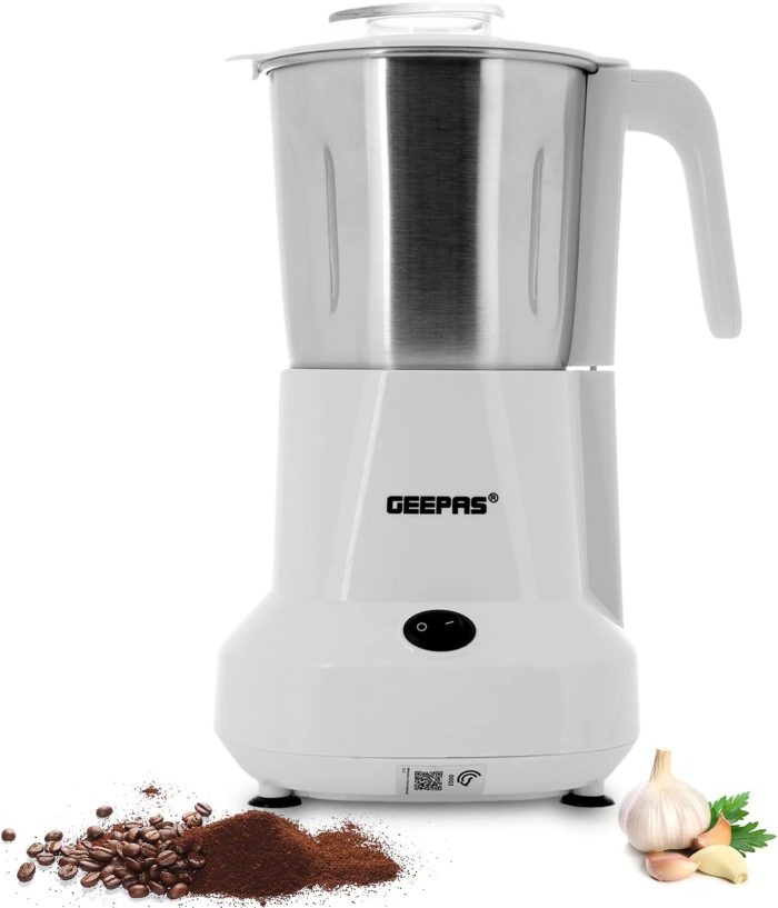 Geepas Coffee Grinder GCG6105 - 450W Electric Grinder | Separate Stainless Steel Blades for Coffee Beans, Spices & Dried Nuts Grinding | Detachable Bowl |Large Capacity Mill