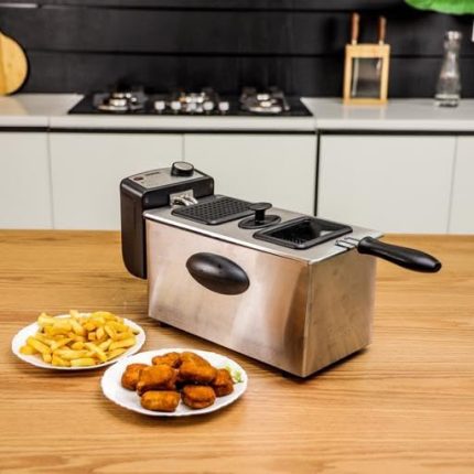 Geepas GDF36015N 2000W Powerful Deep Fryer With Overheat Protection, 3 Liter Capacity, Black