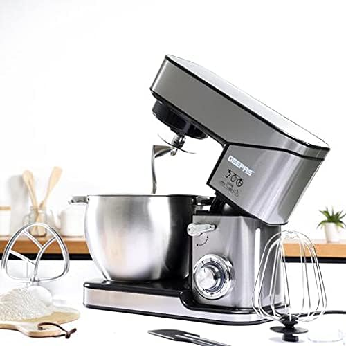 41IzS-8ilmS._AC_ Geepas 2000W Stand Mixer 10L Stainless Steel Mixing Bowl for Bread & Dough, Tilt up Head 6 Speed with Pulse Power Indicator, Multicolor, Gsm43041