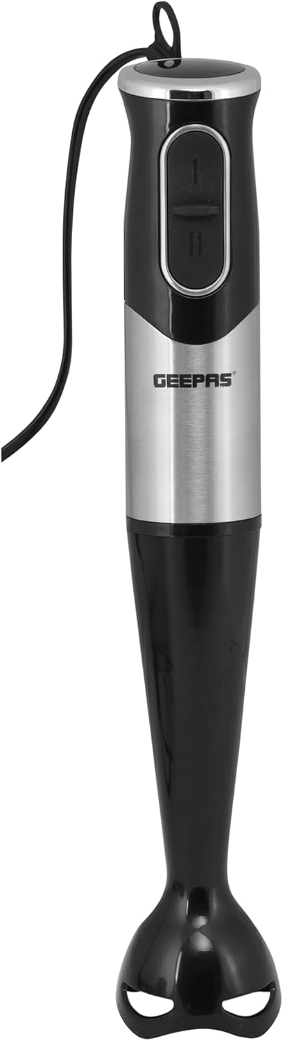 Geepas GHB43023-400W 3-in-1 Immersion Hand Blender| Ideal 2 Speed Mini Food Processor for Baby Food Soup Vegetables Fruits | 860ml Chopper Bowl & Electric Egg Whisk - 2 Years Warranty