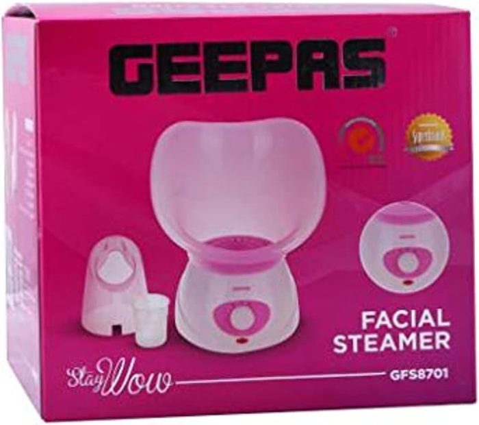 Geepas Facial Steamer, 40ml Capacity, 2 Speed, GFS8701 Includes 1pc Face Mask, Nose Mask, Measuring Cup Steamer for Face, Nose, Cold, Etc