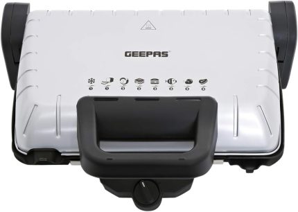 Geepas Multifunction Grill Maker, Adjustable Thermostat, GGM5458 - Non-Stick Cooking Plate, Detachable Cooking Plate, Overheat Protection, Cord Storage, Vertical Storage, Portable