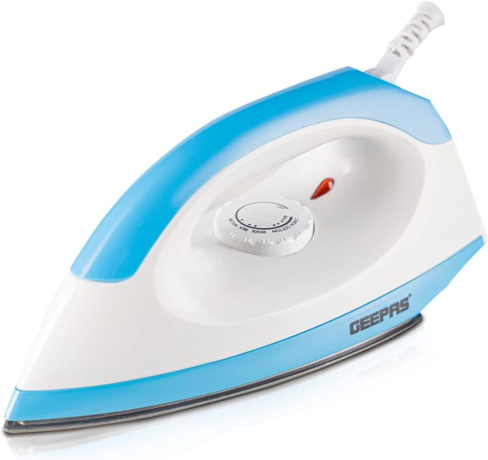 Geepas GDI7782 1200W Dry Iron - Non-Stick Coating Plate & Adjustable Thermostat Control | Indicator Light with ABS Material | 2 Years Warranty