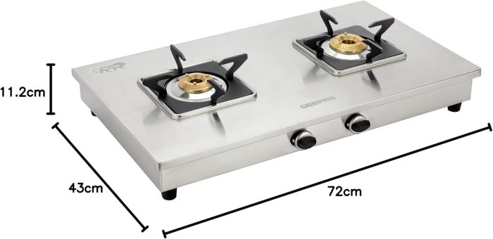 Geepas Stainless Steel Gas Cooker-Auto Ignition System, LPG Gas Stove| Silver, 2 Years Warranty