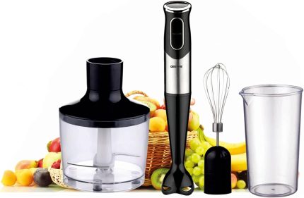 Geepas GHB43023-400W 3-in-1 Immersion Hand Blender| Ideal 2 Speed Mini Food Processor for Baby Food Soup Vegetables Fruits | 860ml Chopper Bowl & Electric Egg Whisk - 2 Years Warranty