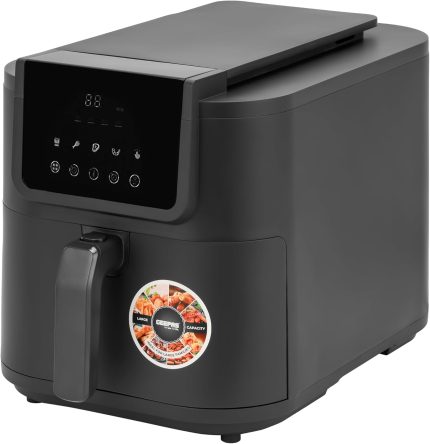 Geepas Digital Air Fryer- GAF37534| 8 L Capacity with VORTEX Air Frying Technology| Digital Display, Multiple Function, 1-60 Min Timer| 2 Years Warranty, Black