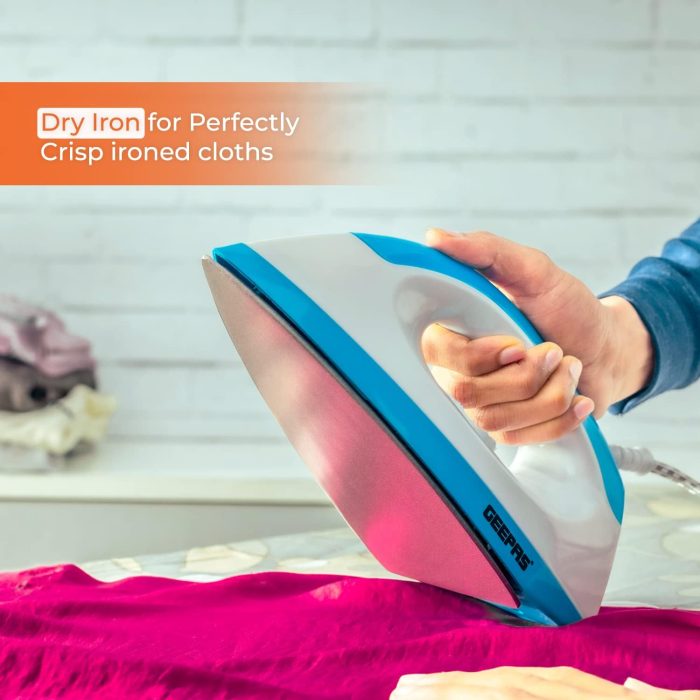 Geepas GDI7782 1200W Dry Iron - Non-Stick Coating Plate & Adjustable Thermostat Control | Indicator Light with ABS Material | 2 Years Warranty