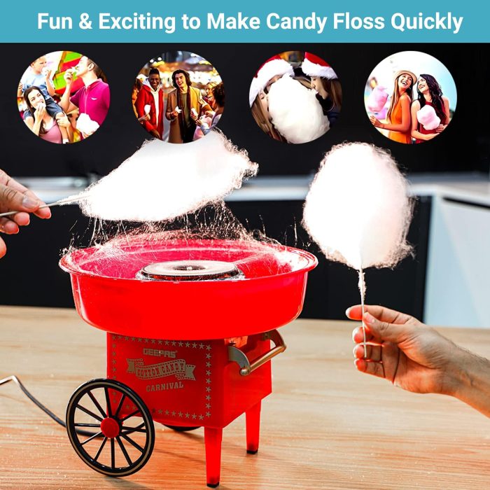 Geepas-Cotton Candy Maker, Mini Candy Maker, GCM831 | Retro Style Design | Great Gift for Birthday Parties, Children's Day and Christmas Day | Colour Candy Visit the Geepas Store
