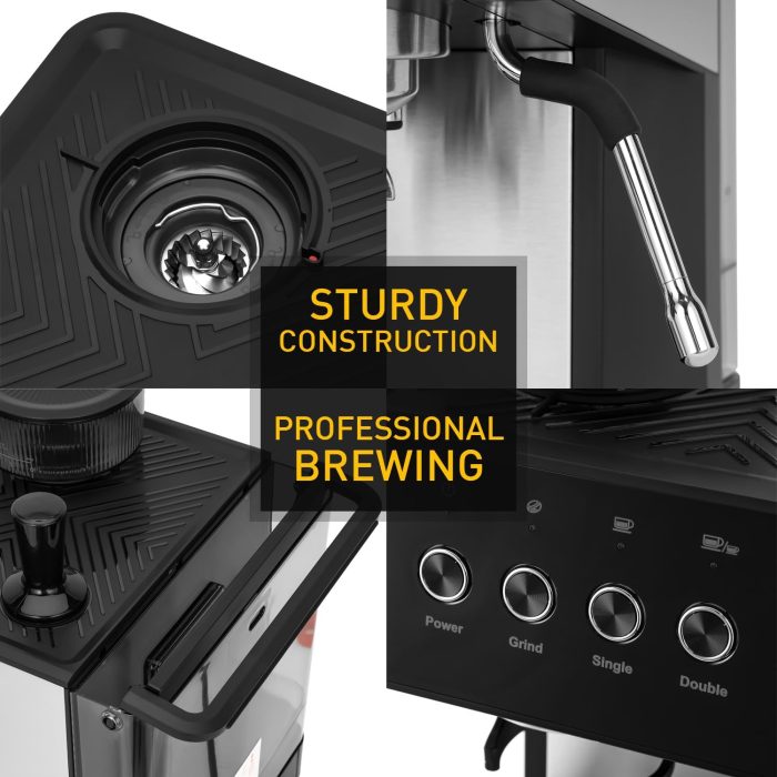 Geepas Espresso and Cappuccino Coffee Machine- GCMG1325S Equipped with 20 Bar High Pressure PumpProfessional BrewingMakes Cappuccino, Lattes, Espresso,...
