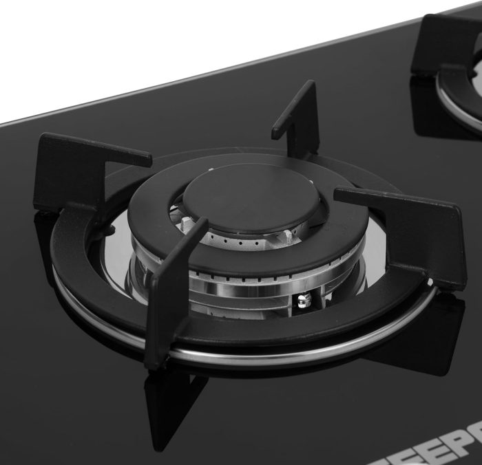 Geepas GGC31011 5-Burner Gas Hob - Attractive Design, 8mm Tempered Glass Worktop - Automatic Ignition, 5 Heating Zones | Ergonomic Design, Stainless Steel Body