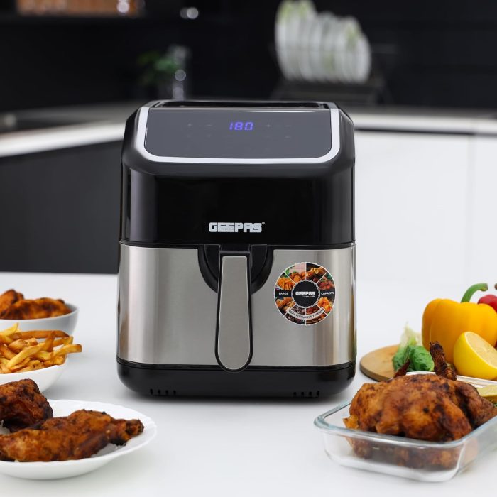 Geepas 5L Digital Air Fryer with Vortex – 10-in-1 Convection Air Fryer with LED Touchscreen, 60 Minutes Timer & Non-Stick Basket – Oil Free Toaster Oven | 2 Years WarrantyGAF37527