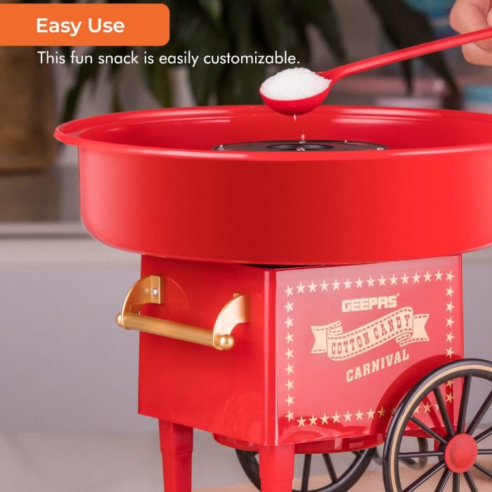 Geepas-Cotton Candy Maker, Mini Candy Maker, GCM831 | Retro Style Design | Great Gift for Birthday Parties, Children's Day and Christmas Day | Colour Candy Visit the Geepas Store