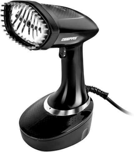 Geepas Handheld Garment Steamer- GGS25041/ 1500 W, Easy to Use,Suitable for all Kinds of Fabric and Safe for Delicate Fabrics/Vertical Ironing, and 400 ml Capacity/Black, 2 Years Warranty
