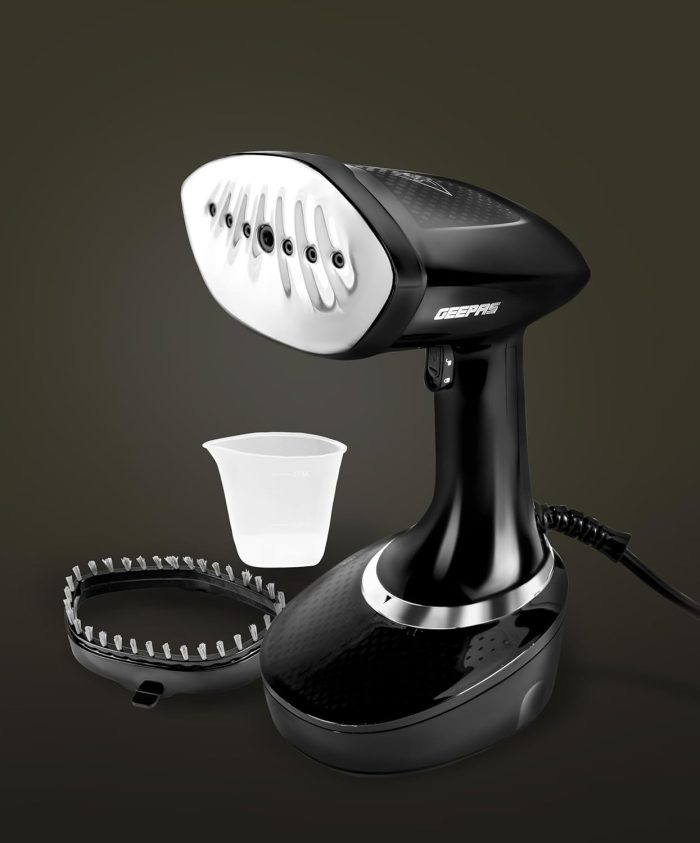 Geepas Handheld Garment Steamer- GGS25041/ 1500 W, Easy to Use,Suitable for all Kinds of Fabric and Safe for Delicate Fabrics/Vertical Ironing, and 400 ml Capacity/Black, 2 Years Warranty