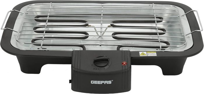 Geepas 2000W Electric Barbecue Grill GBG9898 - Auto-Thermostat Control with Overheat Protection | Detachable Heating Element | Perfect for both Indoor & Outdoor cooking