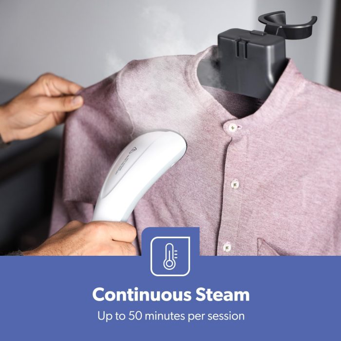 Geepas GGS25033 2000W Garment Steamer with Thermostat Protection, 1.3 Liter Capacity, White