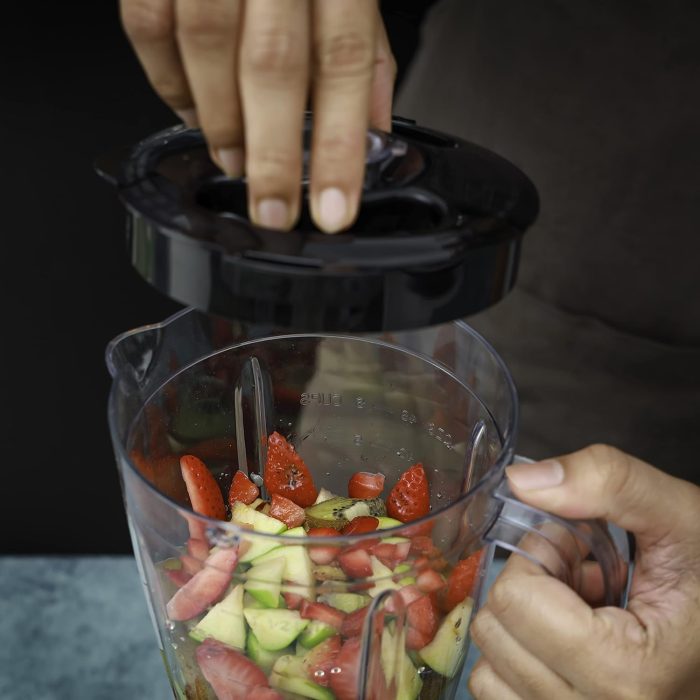 Geepas 3 In 1 Blender, Powerful Motor 400W, Gsb44034 Stainless Steel Cutting Blades Six Speed With Pulse Function 1.5L Jar Juice Extractor For Whole Fruits Vegetables, Ice Crusher, Black