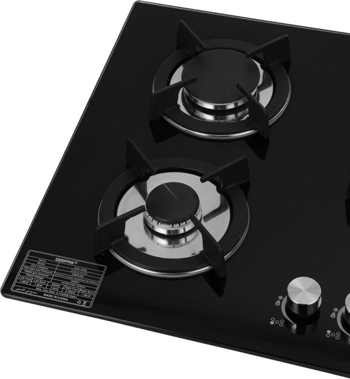 Geepas GGC31011 5-Burner Gas Hob - Attractive Design, 8mm Tempered Glass Worktop - Automatic Ignition, 5 Heating Zones | Ergonomic Design, Stainless Steel Body