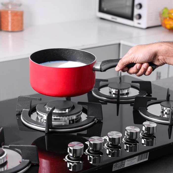 Geepas GGC31011 5-Burner Gas Hob - Attractive Design, 8mm Tempered Glass Worktop - Automatic Ignition, 5 Heating Zones | Ergonomic Design, Stainless Steel Body