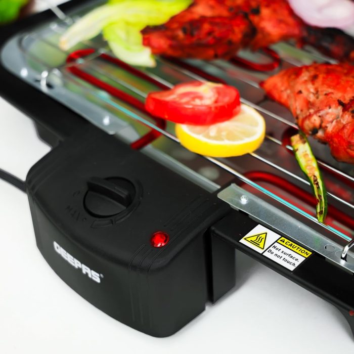 Geepas 2000W Electric Barbecue Grill GBG9898 - Auto-Thermostat Control with Overheat Protection | Detachable Heating Element | Perfect for both Indoor & Outdoor cooking