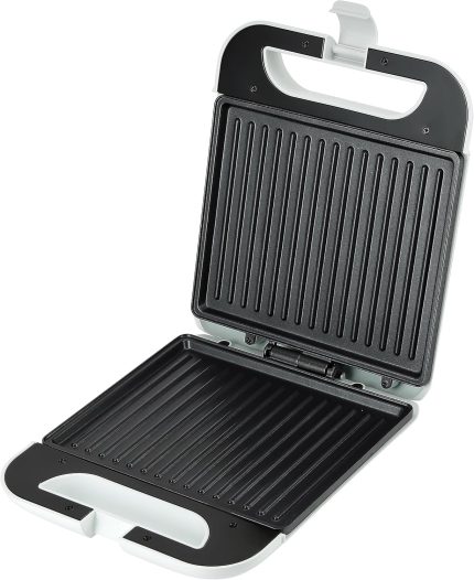 Geepas Grill Maker- GGT36548 Non-Stick Cooking Plates with Overheat Protection Cool Touch Housing and Handle, Power ON and Ready Indicators Perfect for Grilling Vegetables, Chicken, Meat - black