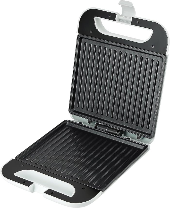 Geepas Grill Maker- GGT36548 Non-Stick Cooking Plates with Overheat Protection Cool Touch Housing and Handle, Power ON and Ready Indicators Perfect for Grilling Vegetables, Chicken, Meat - black