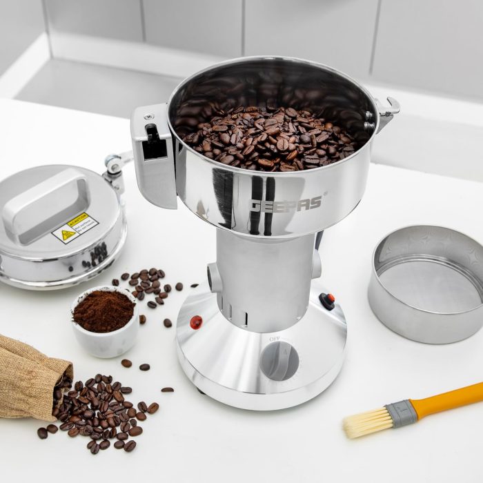 Geepas Food Processor, SS Bowl with Lid, 300g capacity | GCG41014 | Stainless Steel Blade| Safe Lid Protect Design | Mixer Grinder for Herb/ Spice/ Nut with Overload Protection
