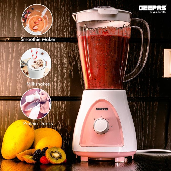 Geepas Gsb5485 400 Watt 2 In 1 Countertop Blender Blue & White/Pink & White Assorted