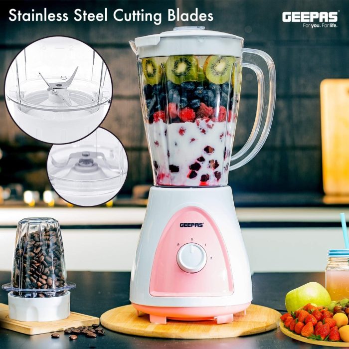 Geepas Gsb5485 400 Watt 2 In 1 Countertop Blender Blue & White/Pink & White Assorted